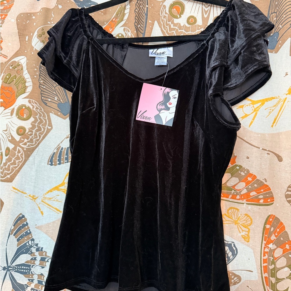 Vixen by Micheline Pitt Black Velvet Blouse